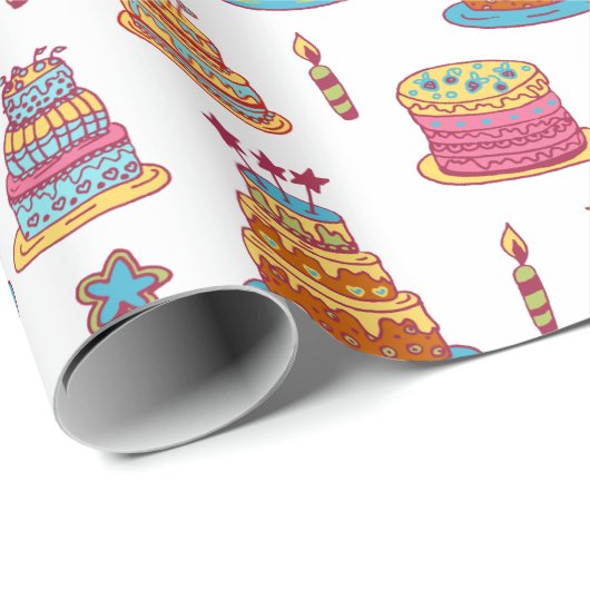 Pink Birthday Cakes Pattern Geschenkpapier (Rolleneckpunkt)