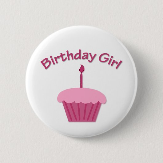 Pink Birthday Cupcake Button (Vorderseite)