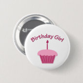 Pink Birthday Cupcake Button (Vorne & Hinten)