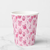 Pink Birthday Cupcake Paper Cups Pappbecher (Vorderseite)