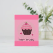 Pink Birthday Cupcake Postkarte (Stehend Vorderseite)