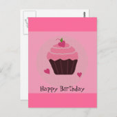 Pink Birthday Cupcake Postkarte (Vorne/Hinten)