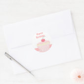 Pink Birthday Cupcake Runder Aufkleber (Umschlag)