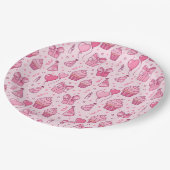 Pink Birthday Cupcakes Paper Plates Pappteller (Schrägansicht)
