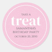 Pink Birthday Einfach Minimalistisch Moderne Lecke Runder Aufkleber (Vorderseite)