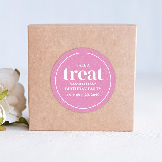 Pink Birthday Einfach Minimalistisch Moderne Lecke Runder Aufkleber