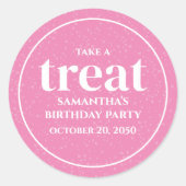 Pink Birthday Einfach Minimalistisch Moderne Lecke Runder Aufkleber (Vorderseite)