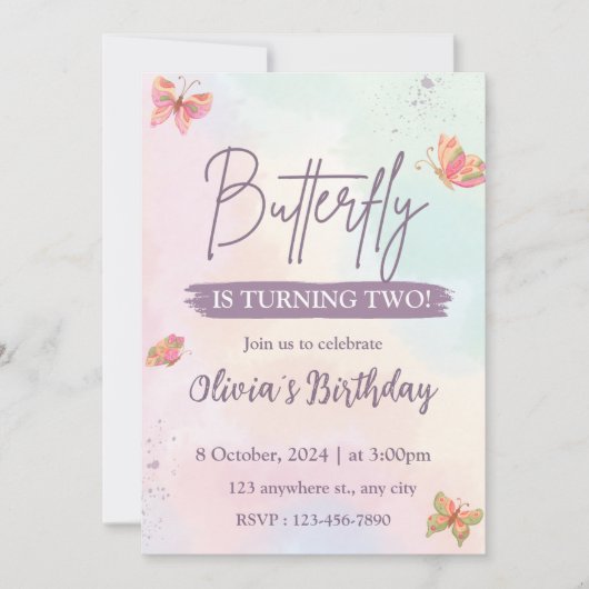 Pink Birthday Einladung (Vorderseite)