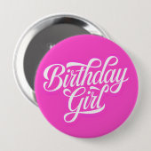 Pink Birthday Girl Button (Vorne & Hinten)