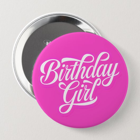 Pink Birthday Girl Button (Vorne & Hinten)