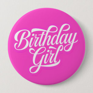 Pink Birthday Girl Button