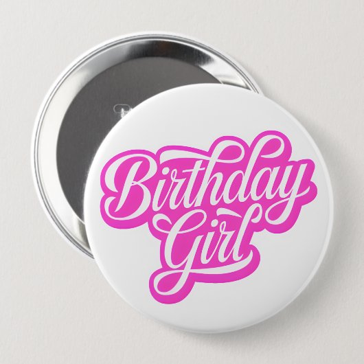 Pink Birthday Girl Button (Vorne & Hinten)