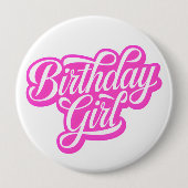 Pink Birthday Girl Button (Vorderseite)