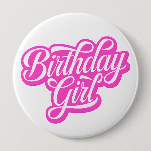 Pink Birthday Girl Button (Vorderseite)