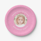 Pink Birthday Girl Princess Custom Pappteller (Vorderseite)