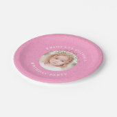 Pink Birthday Girl Princess Custom Pappteller (Schrägansicht)