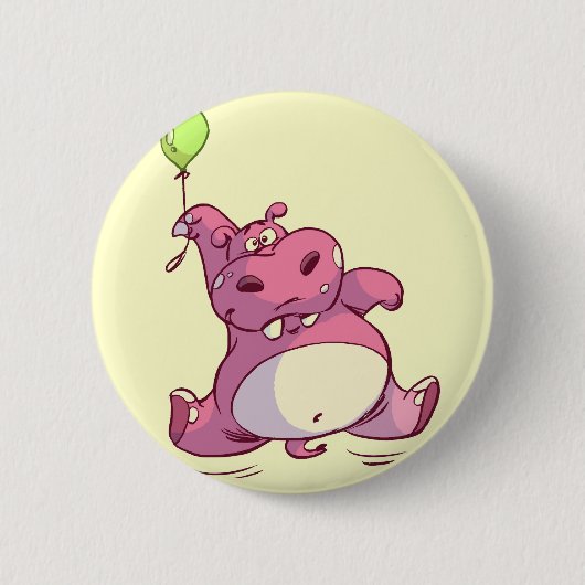 Pink Birthday Hippo Button (Vorderseite)