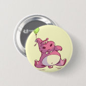 Pink Birthday Hippo Button (Vorne & Hinten)