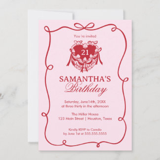 Pink Birthday Invitation Einladung