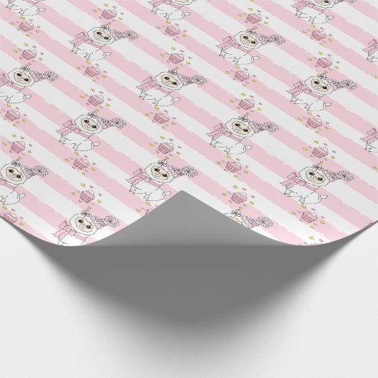 Pink Birthday Lama Niedlich Geschenkpapier (Ecke)