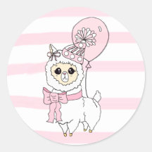 Pink Birthday Llama mit Ballon
