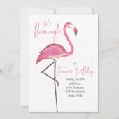 Pink Birthday Niedlich Flamingo QR Code Social Med Einladung (Vorderseite)