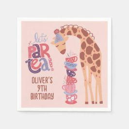 Pink Birthday ParTea Giraffe Papier Napkin Serviette