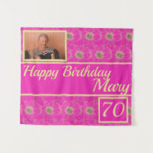 Pink Birthday Party Blumendesign Custom Tapestes Wandteppich (Vorderseite (Horizontal))