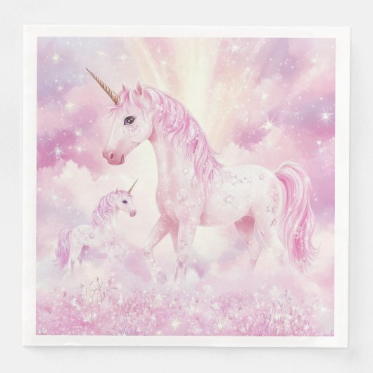 Pink Birthday Party Einhornpapier Napkin Serviette (Vorderseite)