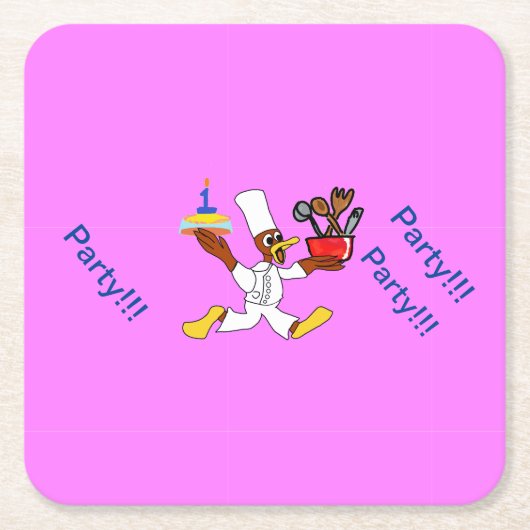 Pink Birthday Party Rechteckiger Pappuntersetzer (Vorderseite)