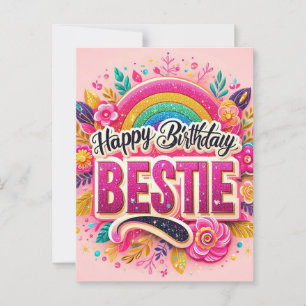 Pink Birthday Postcard für die besten Freunde Postkarte