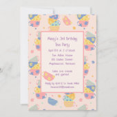 Pink Birthday Tea Party Kindererregung Einladung (Vorderseite)