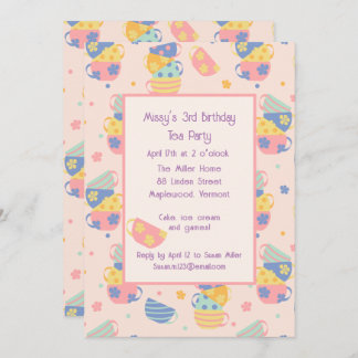 Pink Birthday Tea Party Kindererregung Einladung