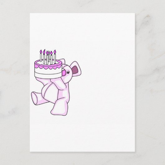 Pink Birthday Teddy Bear Party Thema Postkarte (Vorderseite)