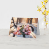 Pink Birthday Tulips on a Snowy Benale Karte (Gelbe Blume)