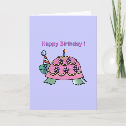 Pink Birthday Turtle 2 Geburtstag Karte (Vorderseite)