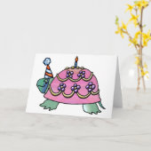 Pink Birthday Turtle Karte (Gelbe Blume)