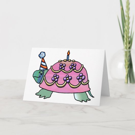 Pink Birthday Turtle Karte (Vorderseite)