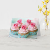 Pink Birthday, Wedding Cup Cakes Karte (Gelbe Blume)