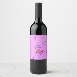 Pink Birthday Weinetikett