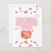 Pink Birthday Wishes Card Postkarte (Vorne/Hinten)