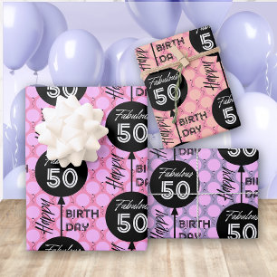 Pink Birthday Wrapping Paper Flat Sheet Set 3 Geschenkpapier Set