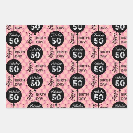 Pink Birthday Wrapping Paper Flat Sheet Set 3 Geschenkpapier Set (Vorderseite 2)