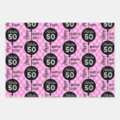 Pink Birthday Wrapping Paper Flat Sheet Set 3 Geschenkpapier Set (Vorderseite)