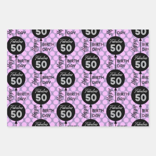 Pink Birthday Wrapping Paper Flat Sheet Set 3 Geschenkpapier Set (Vorderseite 3)