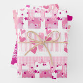 Pink Birthday Wrapping Paper Flat Sheet Set of 3 Geschenkpapier Set (Beispiel)
