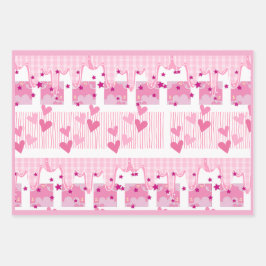 Pink Birthday Wrapping Paper Flat Sheet Set of 3 Geschenkpapier Set