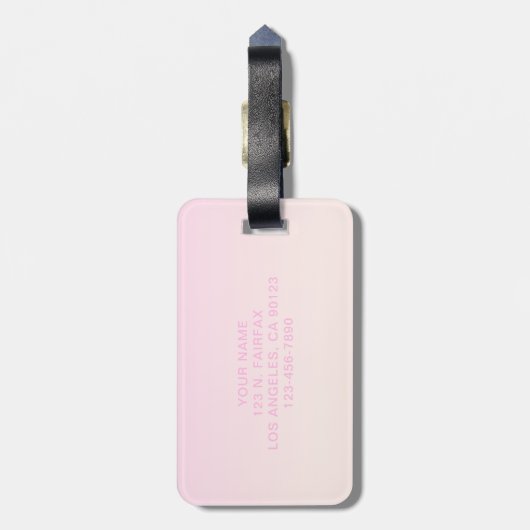 Pink bis Peach Sunset Ombre mit anpassbarem Text Gepäckanhänger (Rückseite vertikal)