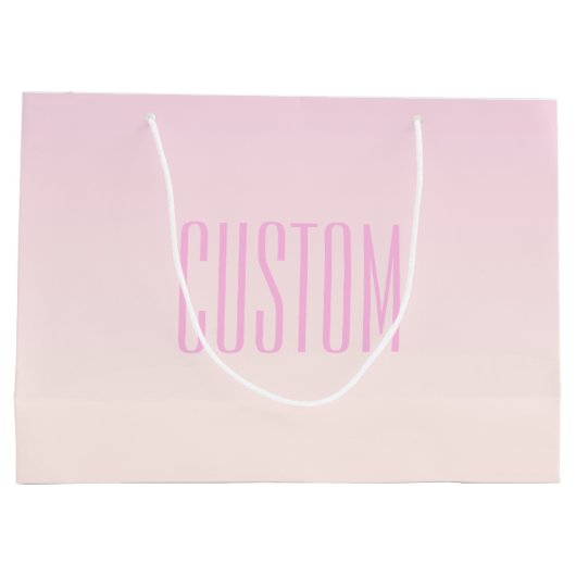 Pink bis Peach Sunset Ombre mit anpassbarem Text Große Geschenktüte (Rückseite)