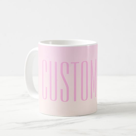 Pink bis Peach Sunset Ombre mit anpassbarem Text Kaffeetasse (Vorderseite Links)